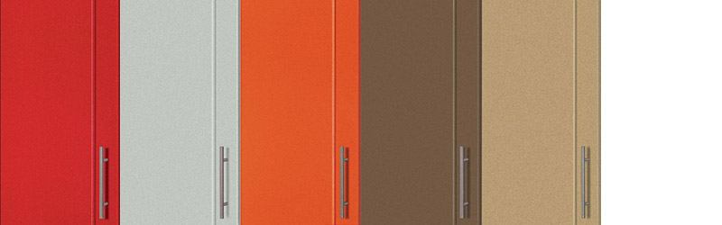 DuraGarage Red, Folkstone, Orange, Earthstone and Sandstone cabinet doors